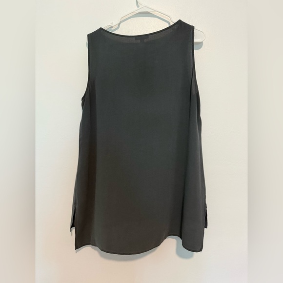 Eileen Fisher Silk Georgette Crepe Dark Gray  Tank Size M Long - Picture 5 of 5